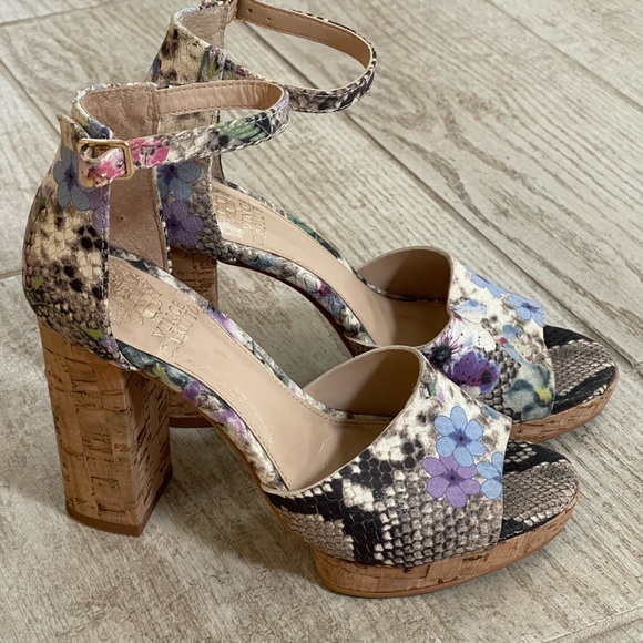 Vince Camuto Shoes - - Vince Camuto snake and floral print *chunky heel